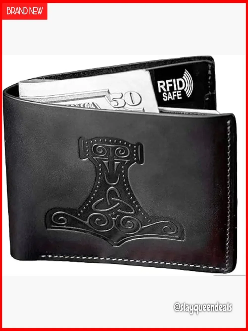 Genuine Leather Bifold Wallet with RFID Blocking and 6 Card Slots